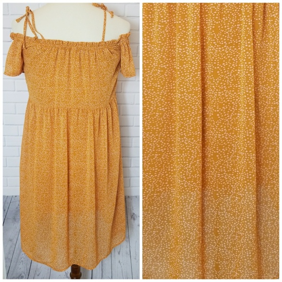 Xhilaration Dresses & Skirts - Boho Mustard Marigold Off The Shoulder Dress
